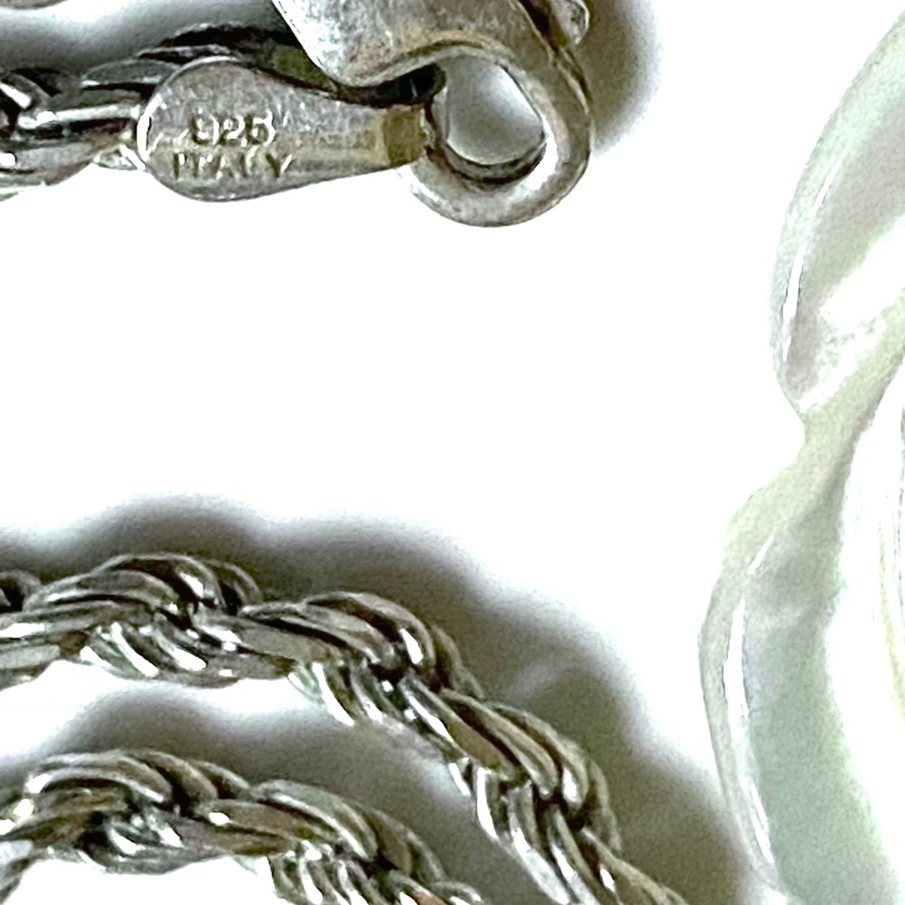 Sterling Silver Carved White Rose Necklace - Picture 4 of 5